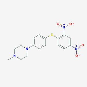 molecular formula C17H18N4O4S B373803 1-[4-({2,4-Dinitrophenyl}sulfanyl)phenyl]-4-methylpiperazine 