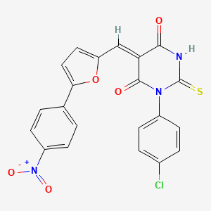 1-(4-chlorophenyl)-5-{[5-(4-nitrophenyl)-2-furyl]methylene}-2-thioxodihydro-4,6(1H,5H)-pyrimidinedione