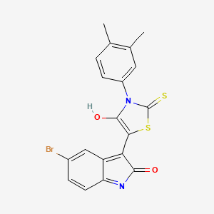 5-bromo-3-[3-(3,4-dimethylphenyl)-4-oxo-2-thioxo-1,3-thiazolidin-5-ylidene]-1,3-dihydro-2H-indol-2-one