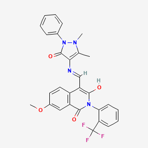 4-{[(1,5-dimethyl-3-oxo-2-phenyl-2,3-dihydro-1H-pyrazol-4-yl)amino]methylene}-7-methoxy-2-[2-(trifluoromethyl)phenyl]-1,3(2H,4H)-isoquinolinedione