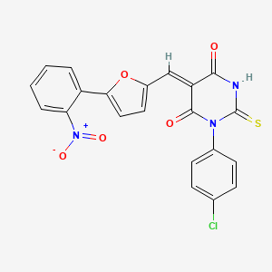 1-(4-chlorophenyl)-5-{[5-(2-nitrophenyl)-2-furyl]methylene}-2-thioxodihydro-4,6(1H,5H)-pyrimidinedione