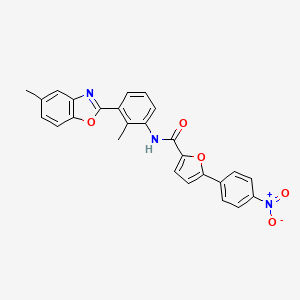 N-[2-methyl-3-(5-methyl-1,3-benzoxazol-2-yl)phenyl]-5-(4-nitrophenyl)-2-furamide