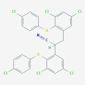 molecular formula C27H15Cl6NS2 B373814 2,3-Bis{3,5-dichloro-2-[(4-chlorophenyl)sulfanyl]phenyl}propanenitrile 