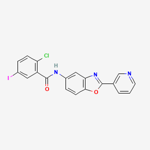 2-chloro-5-iodo-N-[2-(3-pyridinyl)-1,3-benzoxazol-5-yl]benzamide