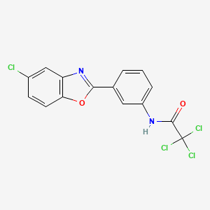 2,2,2-trichloro-N-[3-(5-chloro-1,3-benzoxazol-2-yl)phenyl]acetamide