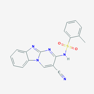 molecular formula C18H13N5O2S B373820 N-(3-cyanopyrimido[1,2-a]benzimidazol-2-yl)-2-methylbenzenesulfonamide 