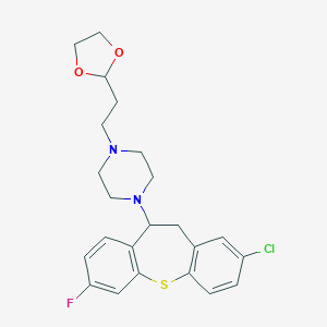 molecular formula C23H26ClFN2O2S B373824 1-(2-Chloro-7-fluoro-10,11-dihydrodibenzo[b,f]thiepin-10-yl)-4-[2-(1,3-dioxolan-2-yl)ethyl]piperazine 