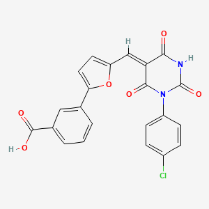 molecular formula C22H13ClN2O6 B3738285 3-(5-{[1-(4-chlorophenyl)-2,4,6-trioxotetrahydro-5(2H)-pyrimidinylidene]methyl}-2-furyl)benzoic acid 