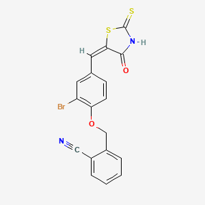 molecular formula C18H11BrN2O2S2 B3738308 2-({2-bromo-4-[(4-oxo-2-thioxo-1,3-thiazolidin-5-ylidene)methyl]phenoxy}methyl)benzonitrile 