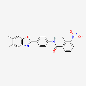 molecular formula C23H19N3O4 B3738332 N-[4-(5,6-dimethyl-1,3-benzoxazol-2-yl)phenyl]-2-methyl-3-nitrobenzamide 