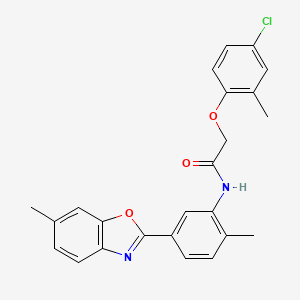 2-(4-chloro-2-methylphenoxy)-N-[2-methyl-5-(6-methyl-1,3-benzoxazol-2-yl)phenyl]acetamide