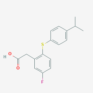 molecular formula C17H17FO2S B373834 2-[5-Fluoro-2-(4-propan-2-ylphenyl)sulfanylphenyl]acetic acid 