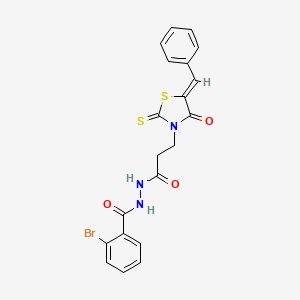 N'-[3-(5-benzylidene-4-oxo-2-thioxo-1,3-thiazolidin-3-yl)propanoyl]-2-bromobenzohydrazide