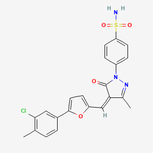 molecular formula C22H18ClN3O4S B3738513 4-(4-{[5-(3-chloro-4-methylphenyl)-2-furyl]methylene}-3-methyl-5-oxo-4,5-dihydro-1H-pyrazol-1-yl)benzenesulfonamide 