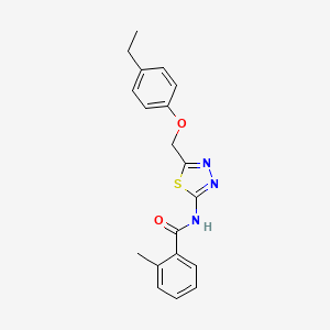 molecular formula C19H19N3O2S B3738555 N-{5-[(4-ethylphenoxy)methyl]-1,3,4-thiadiazol-2-yl}-2-methylbenzamide 