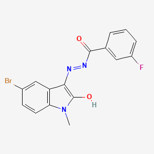 molecular formula C16H11BrFN3O2 B3738578 N'-(5-bromo-1-methyl-2-oxo-1,2-dihydro-3H-indol-3-ylidene)-3-fluorobenzohydrazide 