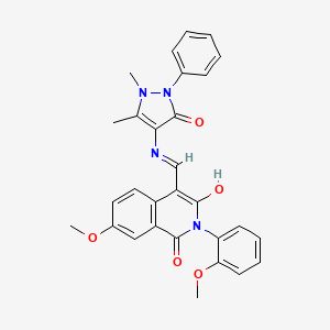 4-{[(1,5-dimethyl-3-oxo-2-phenyl-2,3-dihydro-1H-pyrazol-4-yl)amino]methylene}-7-methoxy-2-(2-methoxyphenyl)-1,3(2H,4H)-isoquinolinedione