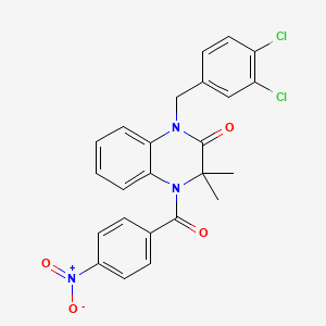 1-(3,4-dichlorobenzyl)-3,3-dimethyl-4-(4-nitrobenzoyl)-3,4-dihydro-2(1H)-quinoxalinone