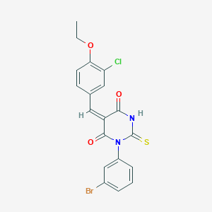 molecular formula C19H14BrClN2O3S B3738707 1-(3-bromophenyl)-5-(3-chloro-4-ethoxybenzylidene)-2-thioxodihydro-4,6(1H,5H)-pyrimidinedione 