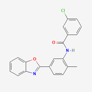 molecular formula C21H15ClN2O2 B3738761 N-[5-(1,3-benzoxazol-2-yl)-2-methylphenyl]-3-chlorobenzamide 