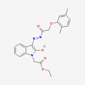 molecular formula C22H23N3O5 B3738794 ethyl (3-{[(2,5-dimethylphenoxy)acetyl]hydrazono}-2-oxo-2,3-dihydro-1H-indol-1-yl)acetate 