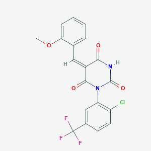 molecular formula C19H12ClF3N2O4 B3738800 1-[2-chloro-5-(trifluoromethyl)phenyl]-5-(2-methoxybenzylidene)-2,4,6(1H,3H,5H)-pyrimidinetrione 