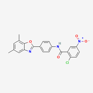 2-chloro-N-[4-(5,7-dimethyl-1,3-benzoxazol-2-yl)phenyl]-5-nitrobenzamide