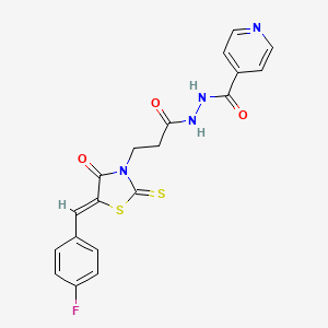 molecular formula C19H15FN4O3S2 B3738961 N'-{3-[5-(4-fluorobenzylidene)-4-oxo-2-thioxo-1,3-thiazolidin-3-yl]propanoyl}isonicotinohydrazide 