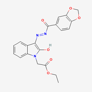 molecular formula C20H17N3O6 B3738978 ethyl {3-[(1,3-benzodioxol-5-ylcarbonyl)hydrazono]-2-oxo-2,3-dihydro-1H-indol-1-yl}acetate 