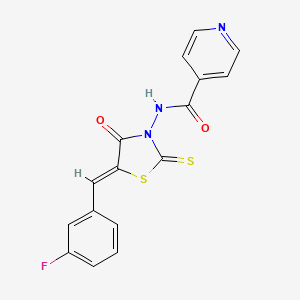 molecular formula C16H10FN3O2S2 B3739003 N-[5-(3-fluorobenzylidene)-4-oxo-2-thioxo-1,3-thiazolidin-3-yl]isonicotinamide 