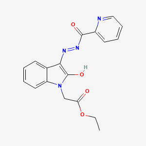 molecular formula C18H16N4O4 B3739016 ethyl {2-oxo-3-[(2-pyridinylcarbonyl)hydrazono]-2,3-dihydro-1H-indol-1-yl}acetate 