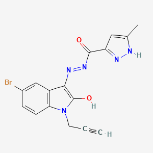 N'-[5-bromo-2-oxo-1-(2-propyn-1-yl)-1,2-dihydro-3H-indol-3-ylidene]-3-methyl-1H-pyrazole-5-carbohydrazide