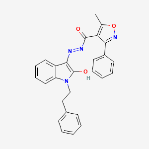 5-methyl-N'-[2-oxo-1-(2-phenylethyl)-1,2-dihydro-3H-indol-3-ylidene]-3-phenyl-4-isoxazolecarbohydrazide