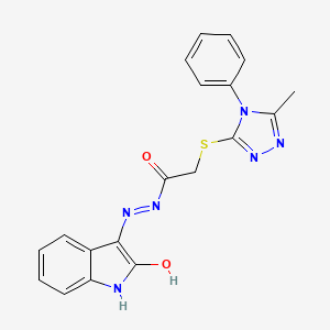 molecular formula C19H16N6O2S B3739065 2-[(5-methyl-4-phenyl-4H-1,2,4-triazol-3-yl)thio]-N'-(2-oxo-1,2-dihydro-3H-indol-3-ylidene)acetohydrazide 