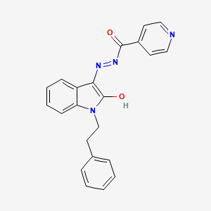 molecular formula C22H18N4O2 B3739073 N'-[2-oxo-1-(2-phenylethyl)-1,2-dihydro-3H-indol-3-ylidene]isonicotinohydrazide 