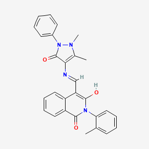 molecular formula C28H24N4O3 B3739134 4-{[(1,5-dimethyl-3-oxo-2-phenyl-2,3-dihydro-1H-pyrazol-4-yl)amino]methylene}-2-(2-methylphenyl)-1,3(2H,4H)-isoquinolinedione 