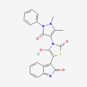 molecular formula C22H16N4O4S B3739166 3-(1,5-dimethyl-3-oxo-2-phenyl-2,3-dihydro-1H-pyrazol-4-yl)-5-(2-oxo-1,2-dihydro-3H-indol-3-ylidene)-1,3-thiazolidine-2,4-dione 