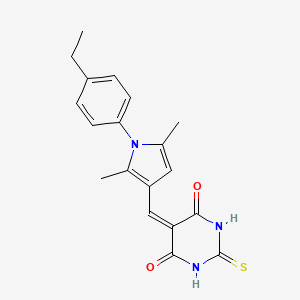 molecular formula C19H19N3O2S B3739180 5-{[1-(4-ethylphenyl)-2,5-dimethyl-1H-pyrrol-3-yl]methylene}-2-thioxodihydro-4,6(1H,5H)-pyrimidinedione 