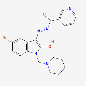 N'-[5-bromo-2-oxo-1-(1-piperidinylmethyl)-1,2-dihydro-3H-indol-3-ylidene]nicotinohydrazide