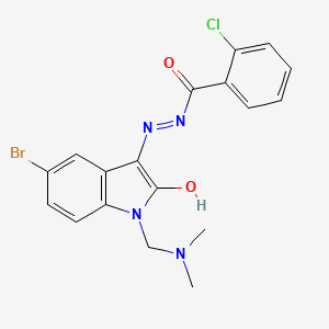 molecular formula C18H16BrClN4O2 B3739222 N'-{5-bromo-1-[(dimethylamino)methyl]-2-oxo-1,2-dihydro-3H-indol-3-ylidene}-2-chlorobenzohydrazide 