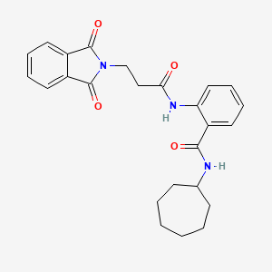 molecular formula C25H27N3O4 B3739238 N-cycloheptyl-2-{[3-(1,3-dioxo-1,3-dihydro-2H-isoindol-2-yl)propanoyl]amino}benzamide 