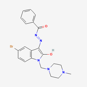 N'-{5-bromo-1-[(4-methyl-1-piperazinyl)methyl]-2-oxo-1,2-dihydro-3H-indol-3-ylidene}benzohydrazide