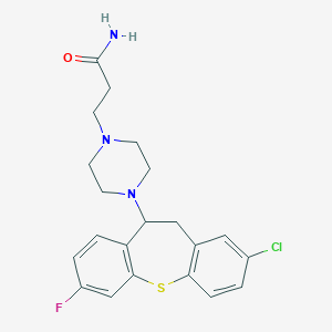 molecular formula C21H23ClFN3OS B373927 3-(4-(2-Chloro-7-fluoro-10,11-dihydrodibenzo (b,f) thiepin-10-yl)piperazino)propionamide 