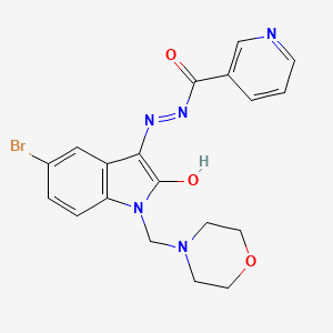 N'-[5-bromo-1-(4-morpholinylmethyl)-2-oxo-1,2-dihydro-3H-indol-3-ylidene]nicotinohydrazide
