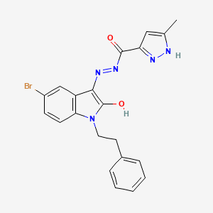 molecular formula C21H18BrN5O2 B3739330 N'-[5-bromo-2-oxo-1-(2-phenylethyl)-1,2-dihydro-3H-indol-3-ylidene]-3-methyl-1H-pyrazole-5-carbohydrazide 