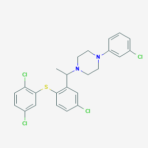 4-Chloro-2-{1-[4-(3-chlorophenyl)-1-piperazinyl]ethyl}phenyl 2,5-dichlorophenyl sulfide