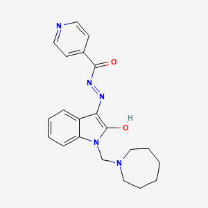molecular formula C21H23N5O2 B3739371 N'-[1-(1-azepanylmethyl)-2-oxo-1,2-dihydro-3H-indol-3-ylidene]isonicotinohydrazide 