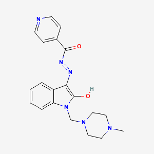molecular formula C20H22N6O2 B3739388 N'-{1-[(4-methyl-1-piperazinyl)methyl]-2-oxo-1,2-dihydro-3H-indol-3-ylidene}isonicotinohydrazide 