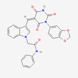 2-(3-{[1-(1,3-benzodioxol-5-yl)-2,4,6-trioxotetrahydro-5(2H)-pyrimidinylidene]methyl}-1H-indol-1-yl)-N-phenylacetamide