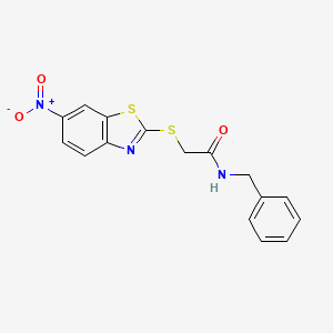 molecular formula C16H13N3O3S2 B3739422 N-benzyl-2-[(6-nitro-1,3-benzothiazol-2-yl)thio]acetamide 